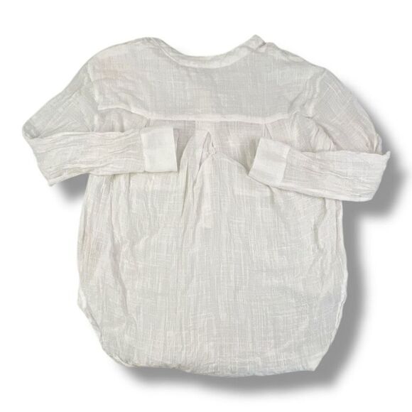 Free People Talk To Me Lightweight Sheer Gauzy Button Down Blouse Top Size Mediu - Picture 4 of 6